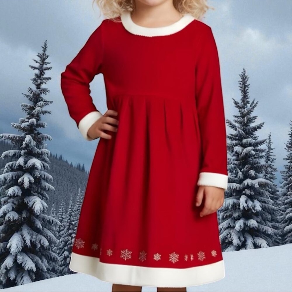 Hannah Anderson Girls Holiday Christmas Dress Red Corduroy size 6/6X